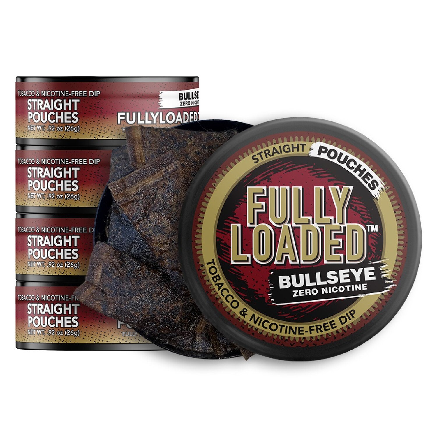 Fully Loaded Chew Tobacco and Nicotine Free Straight Bullseye Pouches