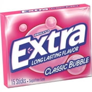Extra Classic Bubble Sugarfree Gum 15 sticks (Pack of 4)