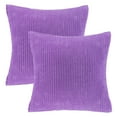 thumbnail image 2 of Soft Corduroy Striped Velvet Square Decorative Throw Pillow Cusion For Couch, 22" x 22", Violet Purple, 2 Pack, 2 of 6