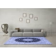 thumbnail image 3 of Ahgly Company Machine Washable Indoor Round Medallion Blue Traditional Area Rugs, 3' Round, 3 of 4