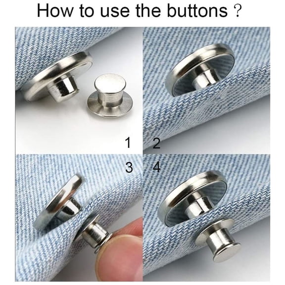 CHENjy No Sew Button Pins for Jeans Adjustable Waist Tightener Buttons Replacement Pants Buttons Instant Jean Button Fastener 0.67 in