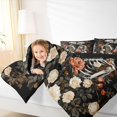 thumbnail image 3 of Castle Fairy Gothic Skeleton Couple Queen Comforter Set 3 Pieces,Romantic Floral Rose Skull Comforter Sets Queen,Cream Blacks,1 Comforter and 2 Pillowcases,Black Reversible, 3 of 6