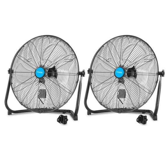 FOHERE 20" High Velocity Floor Fan, 3 Speeds, 360° Tilt Head, Heavy Duty Metal Fan for Industrial Commercial Warehouse Space Garage Gym Workshop Shop Factory Basement, 2PCS, Black