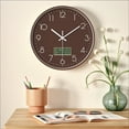 thumbnail image 2 of Unique Bargains Silent Non Ticking Wall Clock with Date and Temperature Brown, 2 of 6