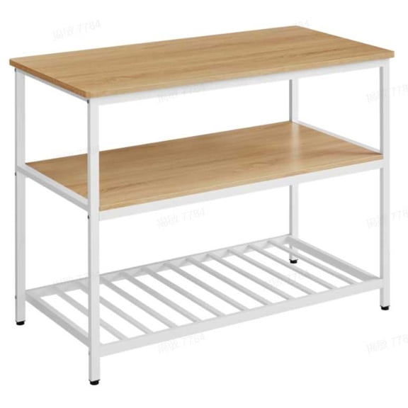 VASAGLE 3-Tier Kitchen Island, Kitchen Table with Big Worktop,Camel yellow