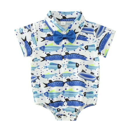 

Girls Jumpsuits & Rompers Boys Girls Short Sleeve Cartoon Prints Romper Bodysuits Clothes Overall