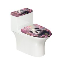 ZIATUBLE Panda Toilet Lid Covers Set Floral Toilet Seat and Tank Lid Cover Set 2 Pack Elongated Toilet Seat and Tank Lid Cover Set Wear Resistant Toilet Top Cover Tank Lid
