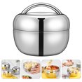 thumbnail image 3 of Shisuyan Bento Box Stainless Steel Double Layer Lunch Containers 1300ml Silver for Students and Office Workers 1Set, 3 of 9