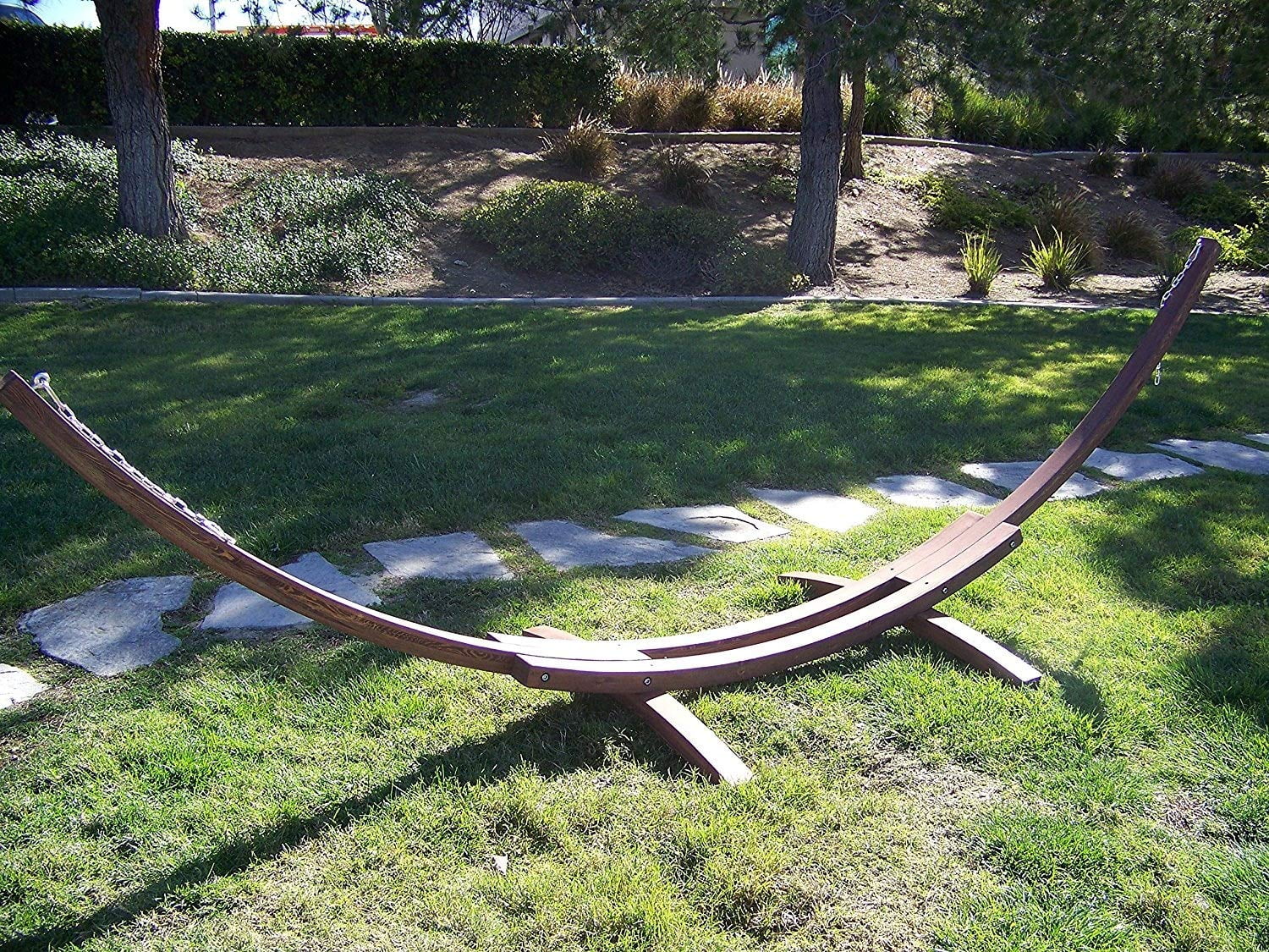 Petra Leisure 14 Ft. Wooden Arc Hammock Stand. 450 LB Capacity. Coffee