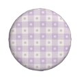 thumbnail image 4 of Spare Tire Cover, Floral Purple Buffalo Plaid Wheel Cover Tire Covers For Trailers Car Truck Camper Universal Tire Covering Fits Diameter14"-17", 4 of 4