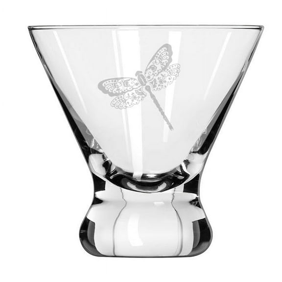 8 oz Stemless Martini Cocktail Glass Cosmopolitan Margarita Floral Dragonfly