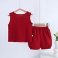 thumbnail image 2 of CPNG Toddler Baby Girls Summer Outfits Solid Color Sleeveless Vest Top and Elastic Waisted Shorts Two Piece Set(Brick Red,4-5 Years), 2 of 4