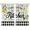 thumbnail image 4 of Lemon Kitchen Curtains Rustic Lemon Kitchen Decor 27.5Wx39H Inch Rod Pocket Farmhouse Kitchen Curtain Wood Plank Buffalo Plaid Country Yellow Fruit Small Window Drapes Treatment Fabric 2 Panel, 4 of 5