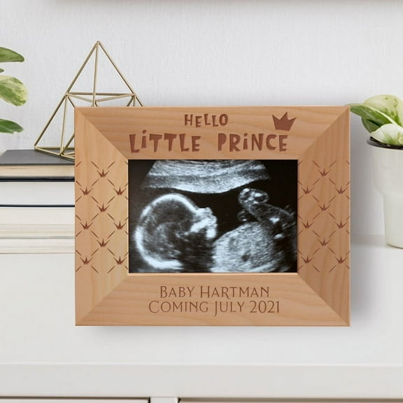 Hello Little Prince Personalized Wooden Frame-5" x 3 1/2" Brown Horizontal