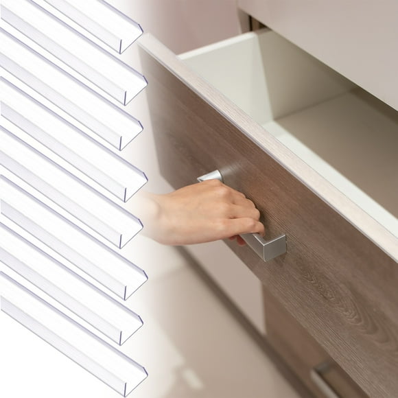 Protector de puerta de gabinete de 4 piezas, protector de borde deslizante para cajones de 18" x 7/8" para puertas de gabinetes de cocina de 11/16"- 13/16" de grosor, transparente