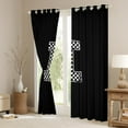 thumbnail image 3 of Feelyou Initial I Letter Black Out Curtains for Teen, Black White Monogrammed Curtains Pack of 2 (42x63 Each), Checkered Buffalo Bedroom Curtains, Blackout Curtains Room Decor, 3 of 6