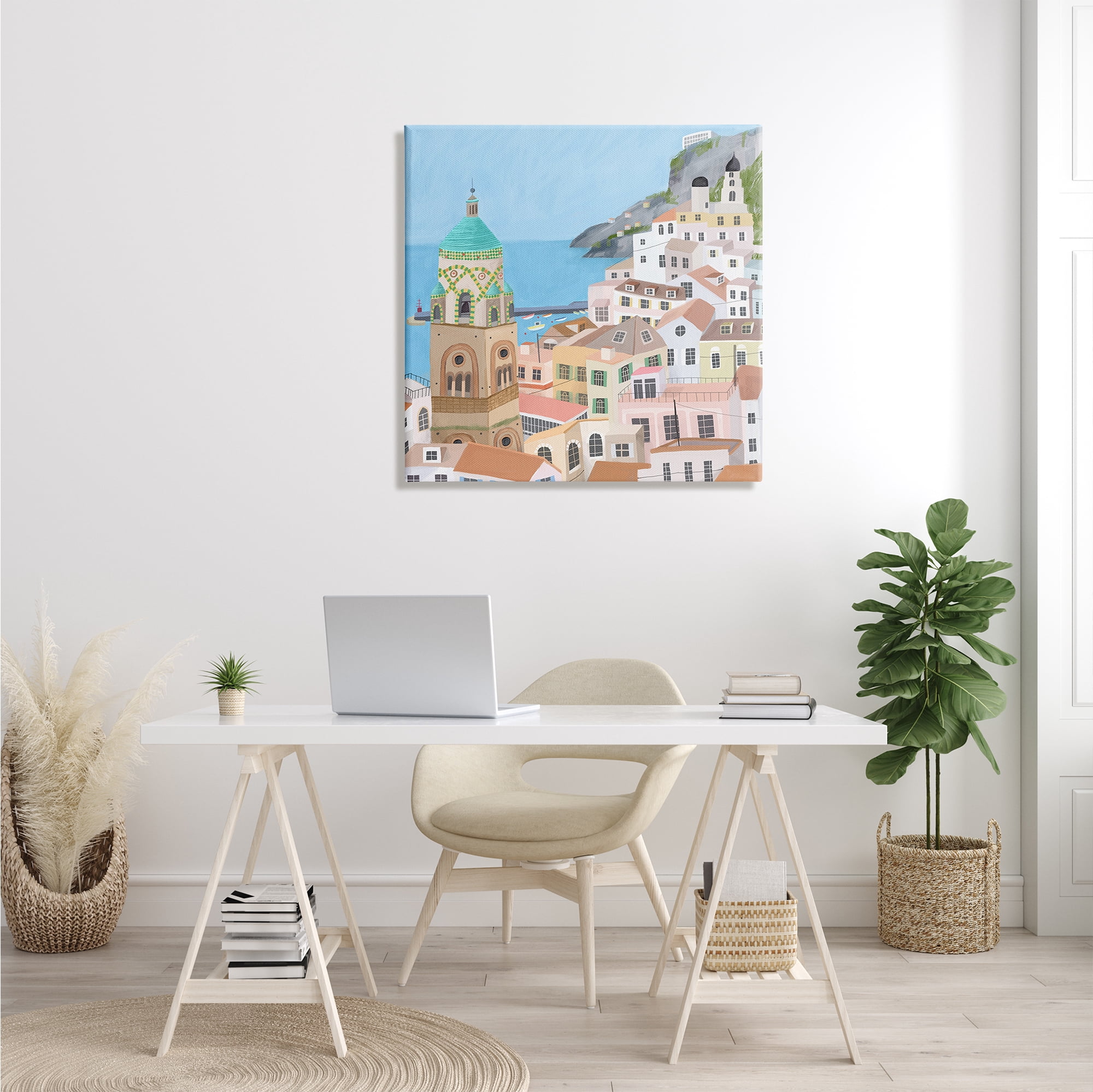 Design by Carla Daly Amalfi Traditional Italian Architecture Coastal Cliffside Cityscape 30 in x 30 in Painting Canvas Art Print, by Stupell Home Décor