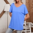 thumbnail image 7 of Xihbxyly Plus Size Blouses for Women, Womens Oversized Cold Shoulder Blouse Short Sleeve V Neck Tops Casual Summer Shirt Tops Soft Loose Tops, 7 of 7