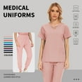 thumbnail image 2 of VIAOLI Womens Scrub Set - V-Neck Top and Elastic Waist Jogger Pants for Nursing Workwear, Multiple Colors, Sizes S-XXL, 2 of 6