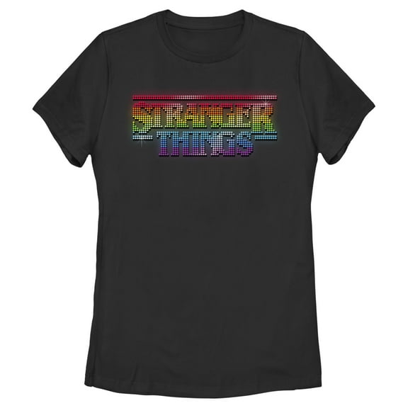 Netflix Women's Stranger Things Sparkling Rainbow Logo Graphic T-Shirt