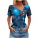 thumbnail image 1 of Top de Verano de las Mujeres, Cuello en V Moda Casual de Manga Corta Blusa, Primavera Y Verano Ligero Top, 1 of 9