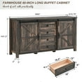 thumbnail image 2 of OKD Farmhouse Sideboard Buffet Cabinet with Storage, 60" Large Kitchen Cabinet w/Sliding Barn Doors and 4 Drawers, 31.2'' Tall Rustic Wood Coffee Bar Table for Dining Room, Dark Rustic Oak, 2 of 6