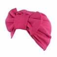 thumbnail image 2 of Pxiakgy Women's Turban Hat Bowknot Stretch Solid Hijab Headwrap Chemo Headwear Skull Cap Hair Loss Cover Head Hat Bow Cap Women Wrap Caps Hot Pink One Size, 2 of 2