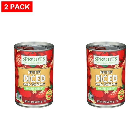 Sprouts No Salt Added Petite Diced Roma Tomatoes 14.5 oz (Pack of 2)
