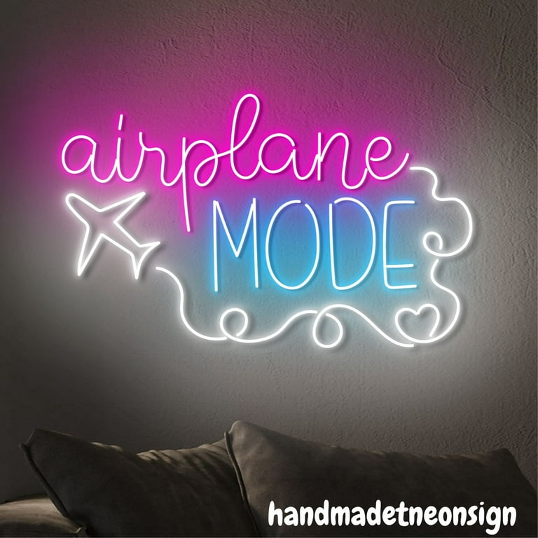 Handmadetneonsign Airplane Mode Neon Sign, Traveling Led Light