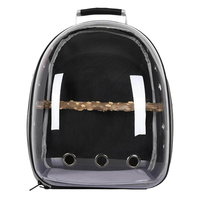 fastboy Bird Carrier Cage Shoulder Bag Pet Parrot Travel Clear Backpack Black