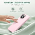 thumbnail image 4 of Designed for iPhone 15 Pro Case, Silicone Ultra Slim Shockproof Protective Phone Case with [Soft Anti-Scratch Microfiber Lining], 6.1 inch, Chalk Pink, 4 of 11