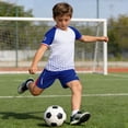 thumbnail image 4 of Bobifish Big Boys Soccer Uniform Set Breathable Quick Dry Color Block Short Sleeve Jersey And Shorts Sports Training Running Kids Apparel, 2pc, 4 of 4