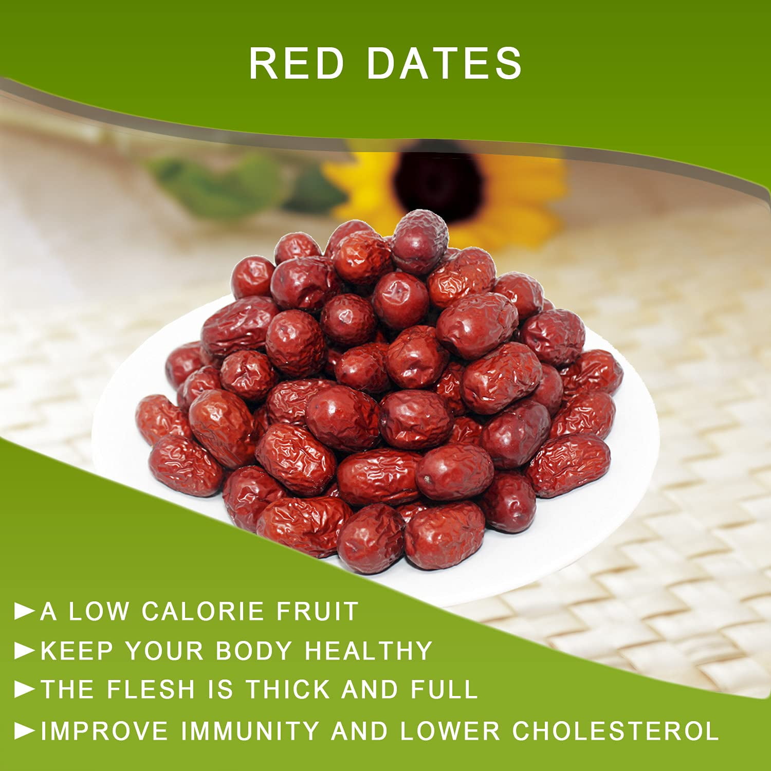 4 Pound  Premium Jujube Red Dates, 100% Natural Red Date High Vitamins, High Nutrition, Health Snack, Selected Dried Fruit, Big Delicious
