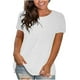thumbnail image 1 of Blusas Umfun para mujer, cuello redondo liso, manga corta, blusa informal versátil, color blanco, talla 2XL, 1 of 4