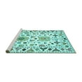 thumbnail image 2 of Ahgly Company Machine Washable Indoor Rectangle Abstract Turquoise Blue Contemporary Area Rugs, 7' x 9', 2 of 4
