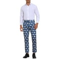 thumbnail image 2 of INSPIRE CHIC Argyle Pattern Pants for Men's Flat Front Retro Trousers Plaid Printed Pants 28 Blue Black, 2 of 6