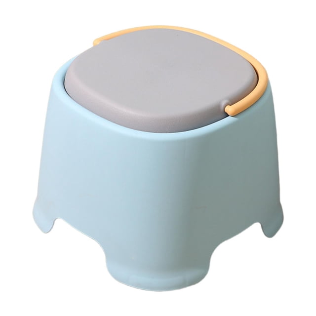 Taburete pequeño portátil antideslizante con asa, taburete con escalón y reposapiés para sala de estar, cocina, garaje, baño y hogar. azul