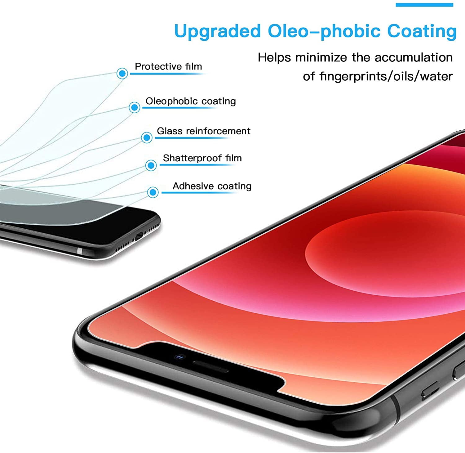 HONGGE 9H iPhone 12 Pro Max Screen Protector - Tempered Glass Screen Protector, Anti-Scratch - 6.7 Inch, 3 Pack