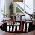 thumbnail image 3 of Round Rug 6Ft Washable Non-Slip, Black American Flag Circle Area Rugs for Living Room Bedroom, Vintage Red Hockey Star Strip Flag Indoor Floor Mats Carpet Runner for Home Decor Aesthetic, 3 of 8