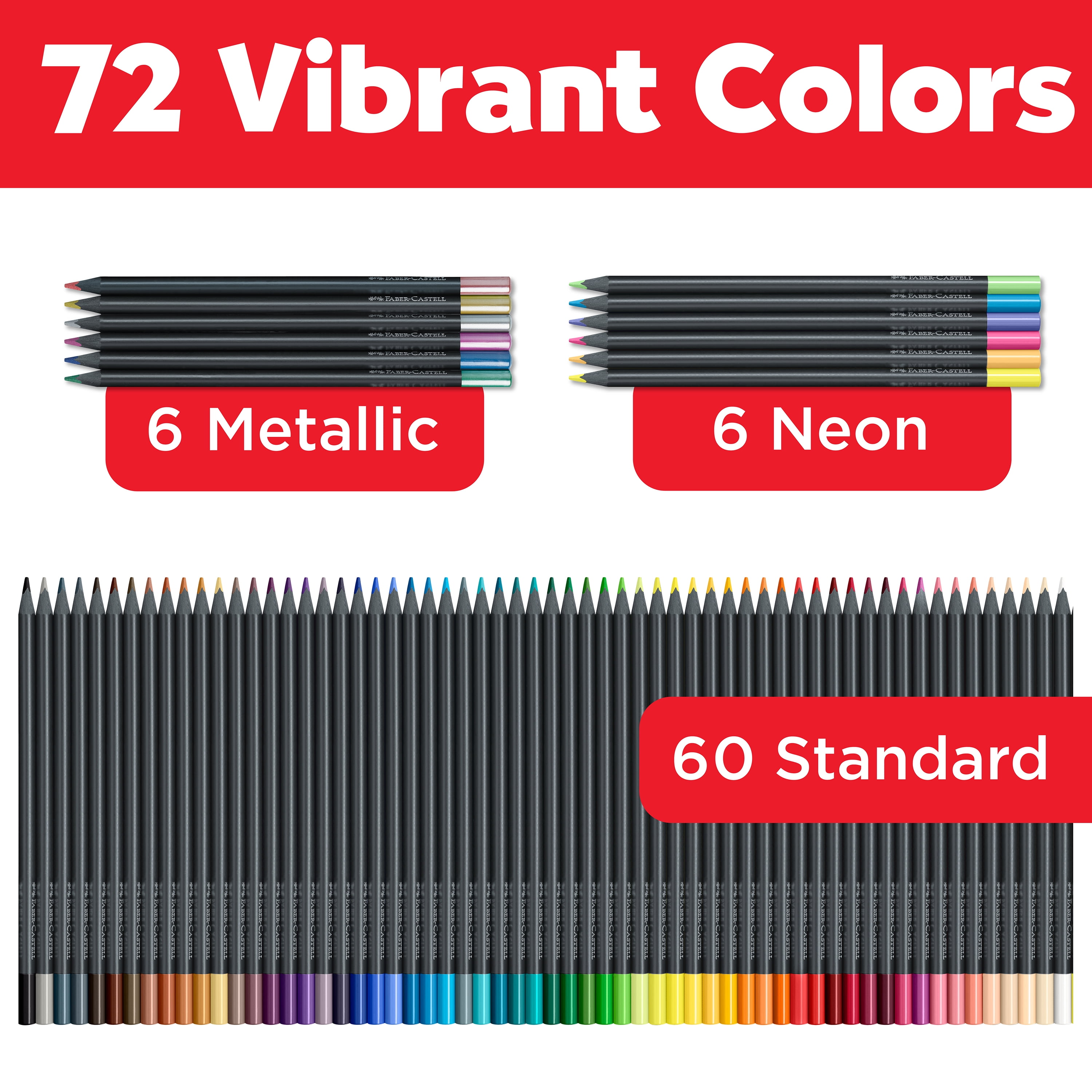 Faber-Castell Black Edition - Color Pencils Spring Craft Supplies: Blendable, Break-Resistant Cores for Sketching (72 Count)