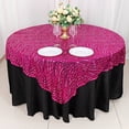 thumbnail image 3 of BalsaCircle 72x72 in Fuchsia Silver Wavy Embroidered Sequined Tulle Square Table Overlay Party Events Decorations Supplies, 3 of 8