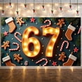 thumbnail image 3 of Lighted Numbers Christmas Banner Gingerbread Man 67th Display Christmas Tree Candy Cane Xmas Backdrop for Christmas Party 67th Birthday Celebration Holiday Gathering, 3 of 9