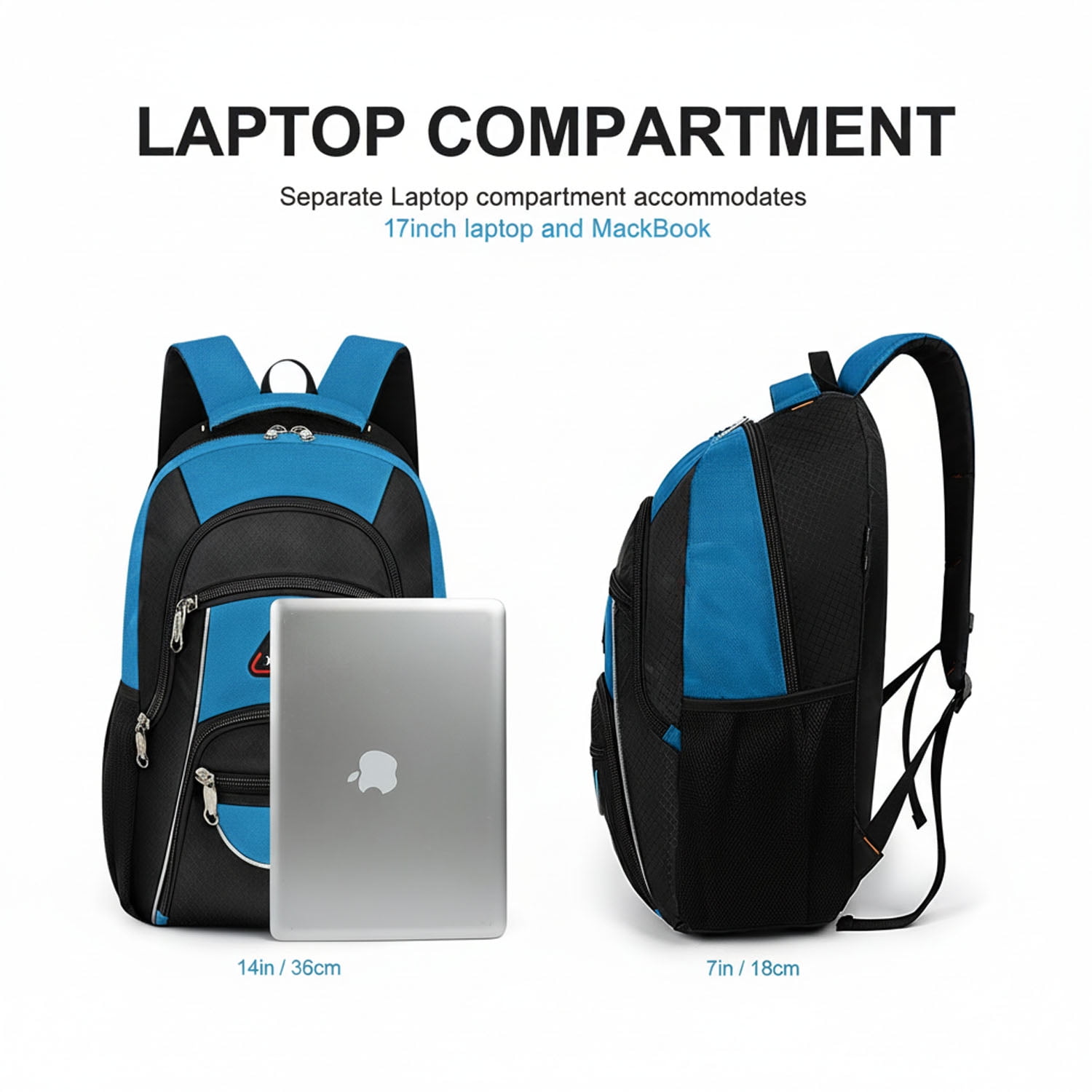 Extra Large Travel Backpack with Laptop Pocket,35L Lightweight Travel Work College School Bag for Men and Women,Blue,06512