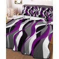 thumbnail image 3 of Quilts King Size Bedding Set, Modern Geometric Lightweight Quilted Comforter, Abstract Minimalist Lines Purple Black Soft Reversible Bedspread Coverlet with Pillow Covers for All Season, 96" x 106", 3 of 7