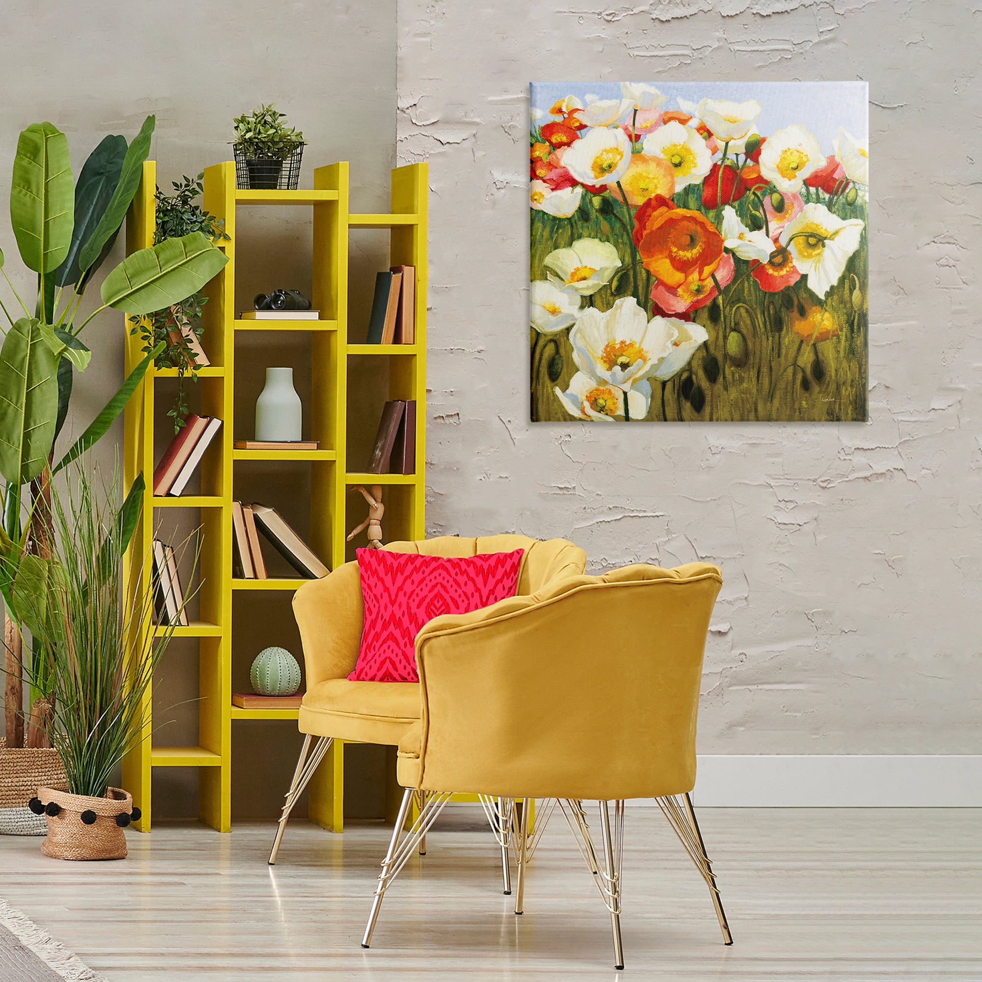 Stupell Industries Lush Poppy Meadow Botanical & Floral Painting Gallery Wrapped Canvas Art Print Wall Art, 30 x 30