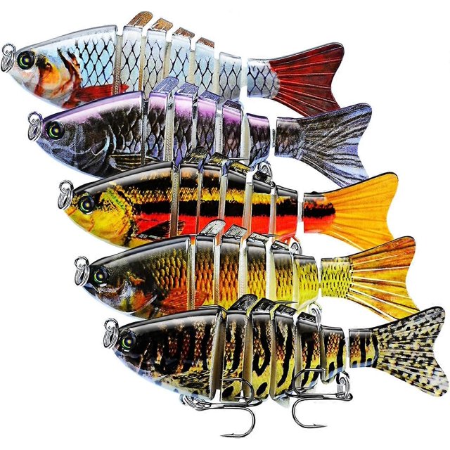 Señuelos de pesca multiarticulados, kits de pesca de peces, señuelos de hundimiento lento, realistas, señuelos de agua dulce y salada para lubina, trucha y lubina.