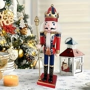 12Inch Wooden Soldier Nutcracker Christmas Decor -Suitable for celebrating Christmas, winter indoor decoration, applicable for use on dining table, desktop and beside the fireplace