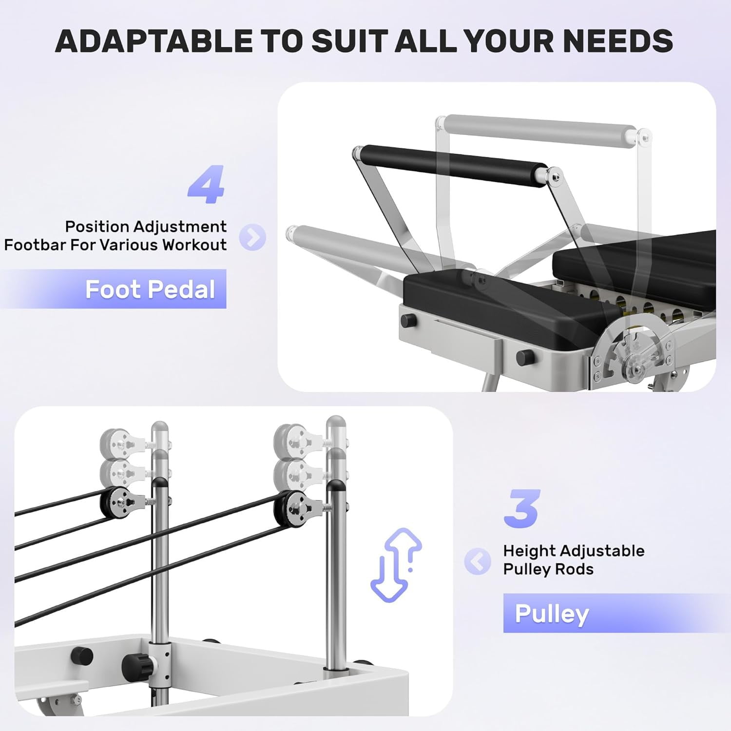 Pilates Reformer Machine,75" Foldable Pilates Machine with Adjustable Height Pulleys and Dual Resistance- Springs and Cords,Pilates Equipment for Home Workouts with Jump Board,Up to 400LBS