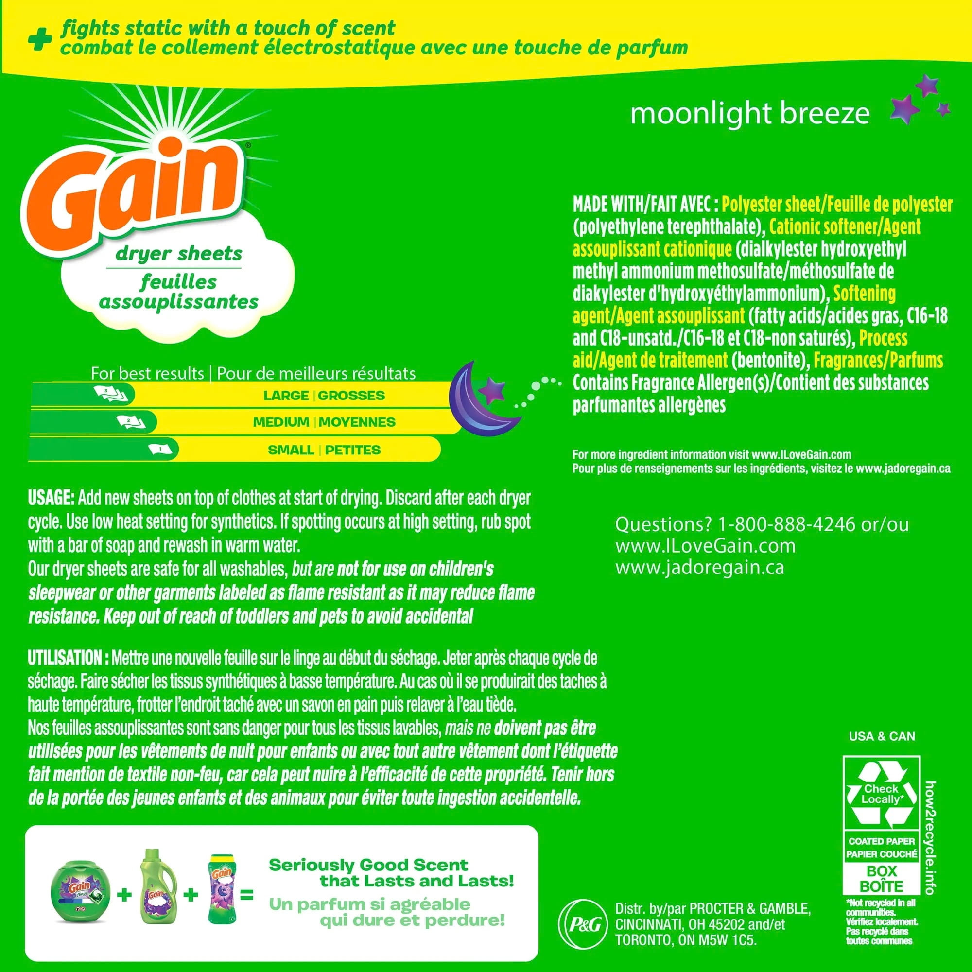 Gain Moonlight Breeze Scented Dryer Sheets, 480 Count (2-Pack)