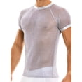 thumbnail image 3 of Men's See-through Slim Fit Top Shirt Short Sleeve Fishnet Lightweight Shirts, 3 of 7